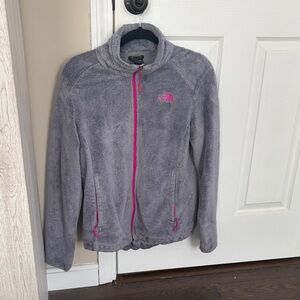 The North Face Heather Gray Fleece with Pink Details